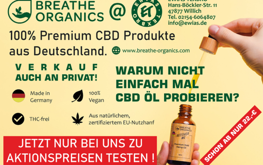 BREATHE ORGANICS PREMIUM CBD PRODUKTE JETZT ZU AKTIONSPREISEN!